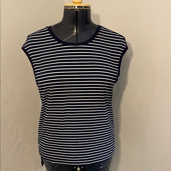 LOFT Tops - LOFT Navy and White Striped Sleeveless Top